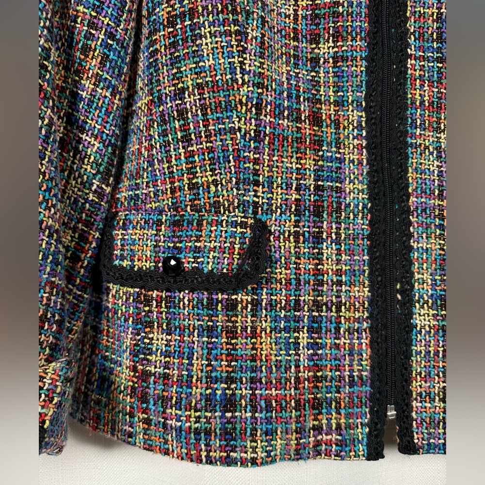 Vintage Sag Harbor Rainbow and Black Tweed Blazer Jacket Size 14 - Picture 5 of 8
